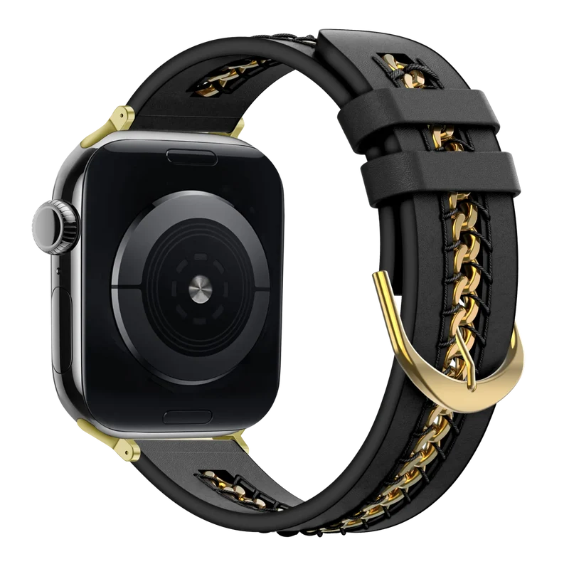 Bandz Apple Watch Lederarmband 'Chains' (Schwarz)