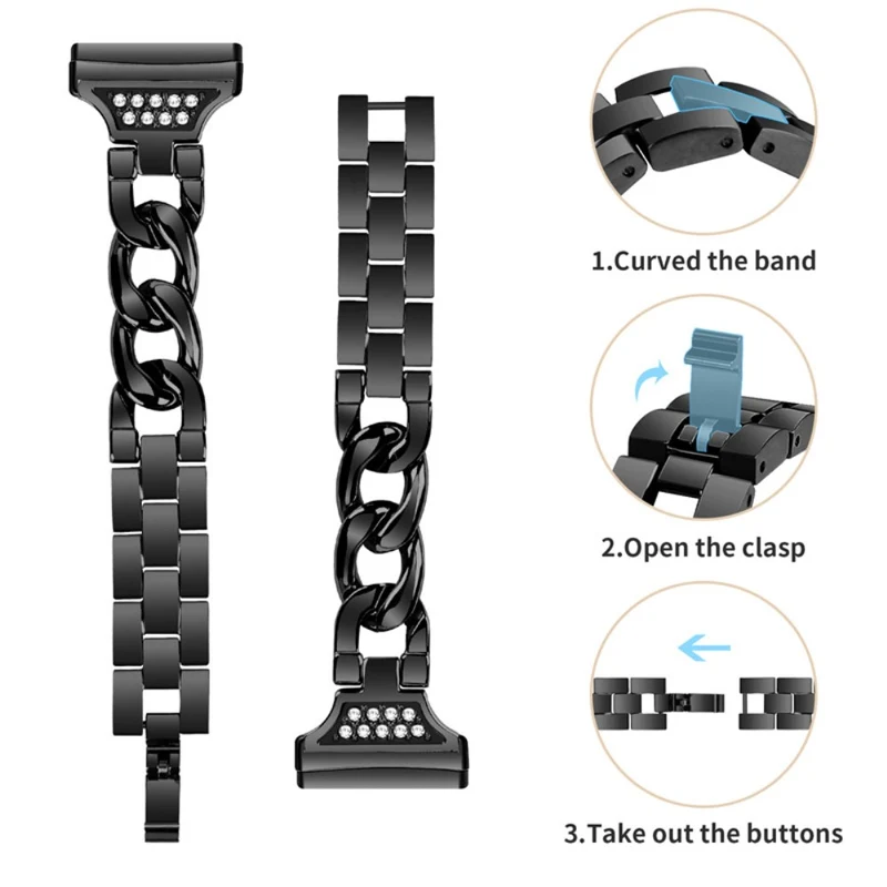 Super cool Fitbit Versa 3 Metall und Strass armband
