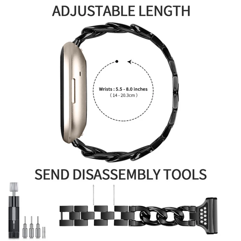 Super cool Fitbit Versa 3 Metall und Strass armband