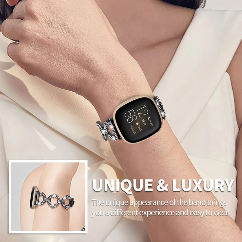 Modisch Fitbit Versa 3 Metall und Strass armband