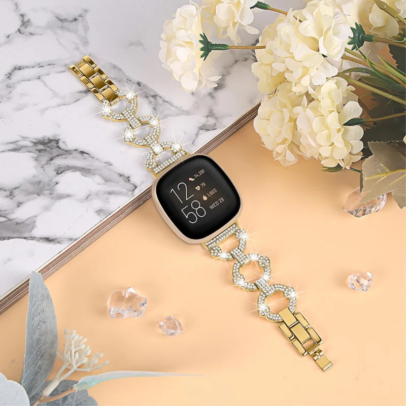 Modisch Fitbit Versa 3 Metall und Strass armband