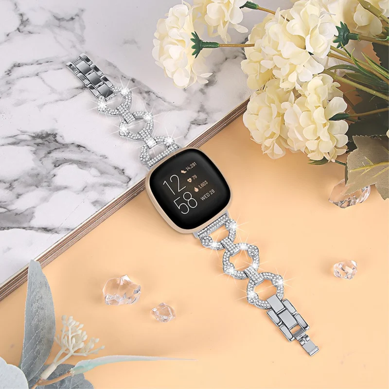 Modisch Fitbit Versa 3 Metall und Strass armband