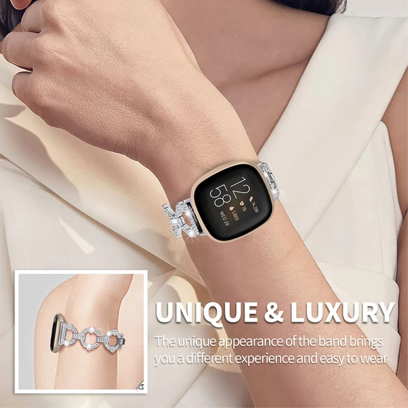 Modisch Fitbit Versa 3 Metall und Strass armband
