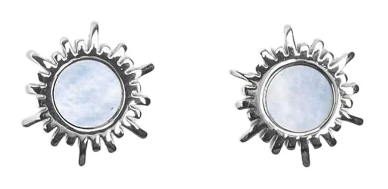 Shade Ohrstecker Sonne mit blauem Perlmutt Holzkern Modell Jewelry