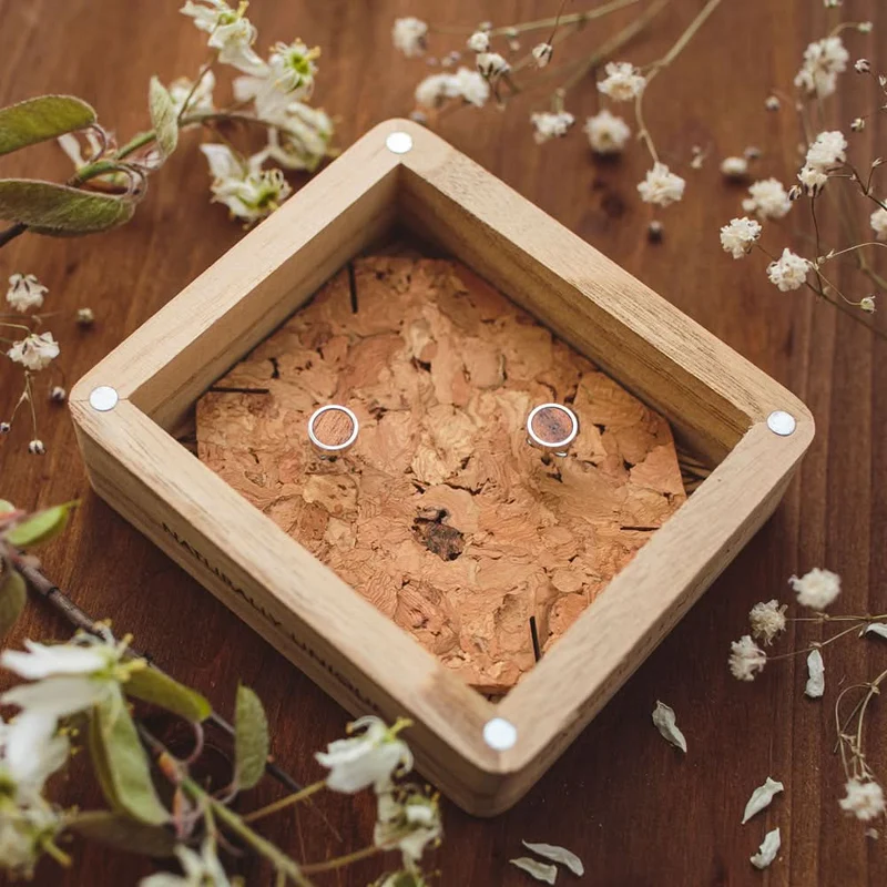 Pigment Ohrringe rund mit Holzelement - Holzkern Modell: Jewelry