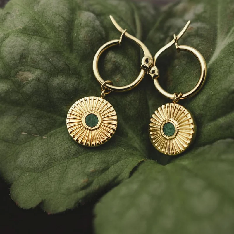 Stencil Ohrhänger mit rundem Anhänger - Holzkern Modell: Jewelry