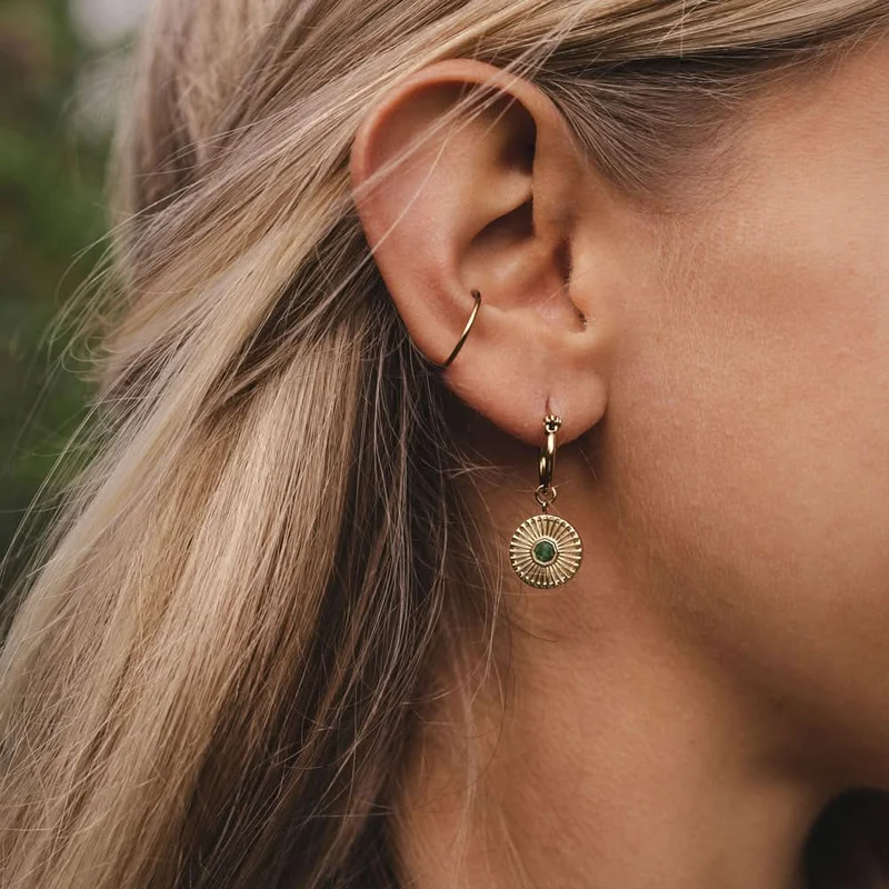 Stencil Ohrhänger mit rundem Anhänger - Holzkern Modell: Jewelry