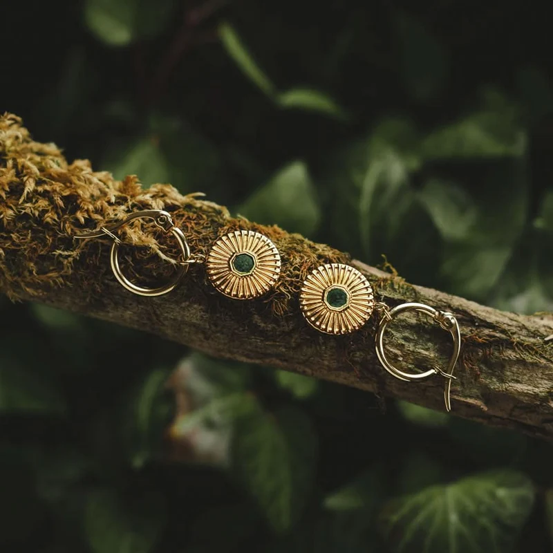 Stencil Ohrhänger mit rundem Anhänger - Holzkern Modell: Jewelry