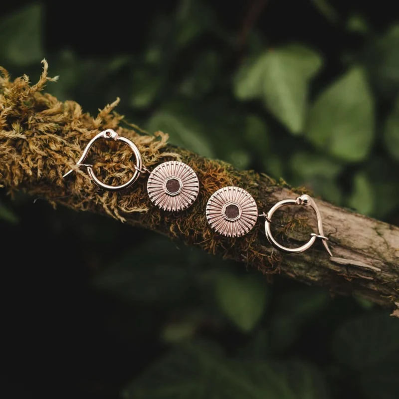 Stencil Ohrhänger mit rundem Anhänger - Holzkern Modell: Jewelry