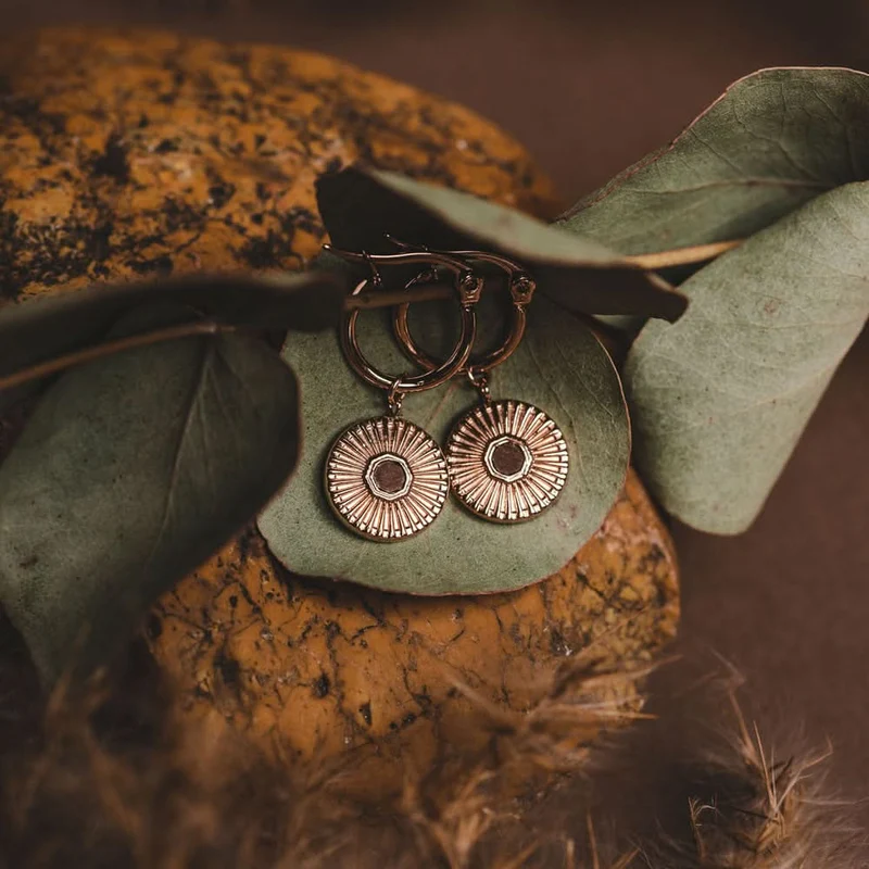 Stencil Ohrhänger mit rundem Anhänger - Holzkern Modell: Jewelry