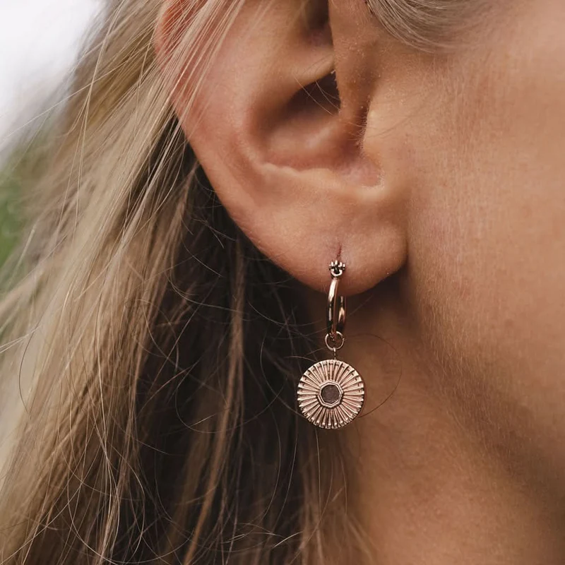 Stencil Ohrhänger mit rundem Anhänger - Holzkern Modell: Jewelry