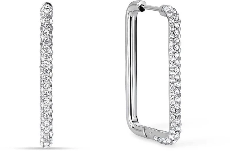 Eckige Kreolen aus Edelstahl mit Steinchen - Bering Jewelry Modell: 733-17-05