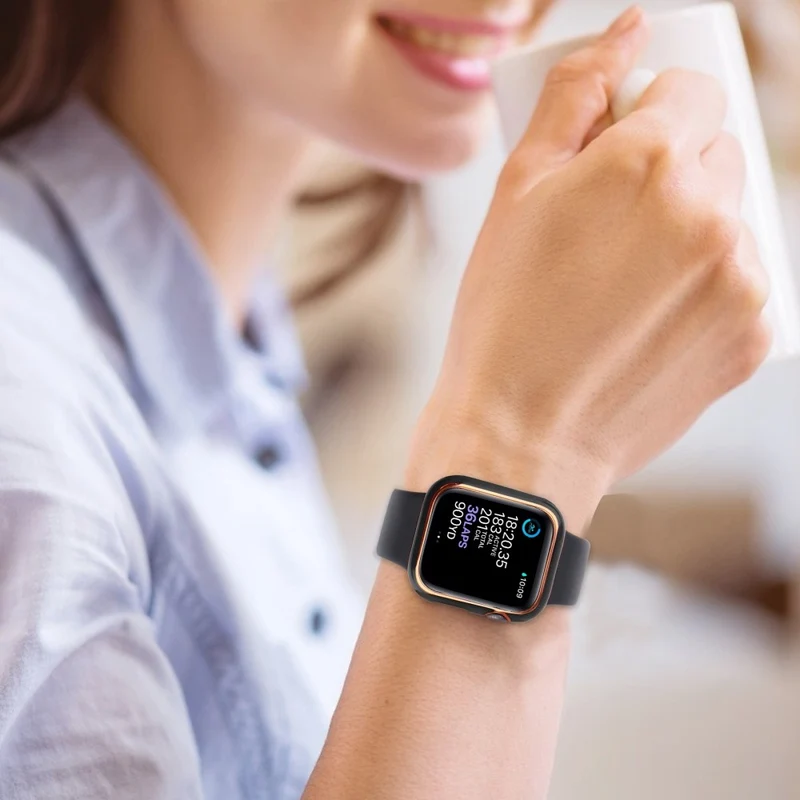 Unglaublich Modisch Apple Watch Series 8 (41mm) / Apple Watch Series 7 41mm Hülle mit Displayschutz in Plastik und Gehärtetes Glas