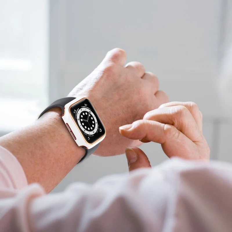 Unglaublich Modisch Apple Watch Series 8 (41mm) / Apple Watch Series 7 41mm Hülle mit Displayschutz in Plastik und Gehärtetes Glas