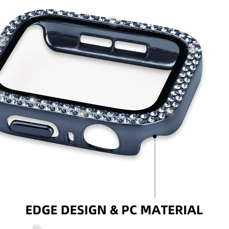 Super Stylisch Apple Watch Series 8 (41mm) / Apple Watch Series 7 41mm Hülle mit Displayschutz in Plastik, Strass und Gehärtetes Glas