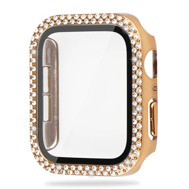 Mega Schön Universell Apple Hülle mit Displayschutz in Plastik, Strass und Gehärtetes Glas