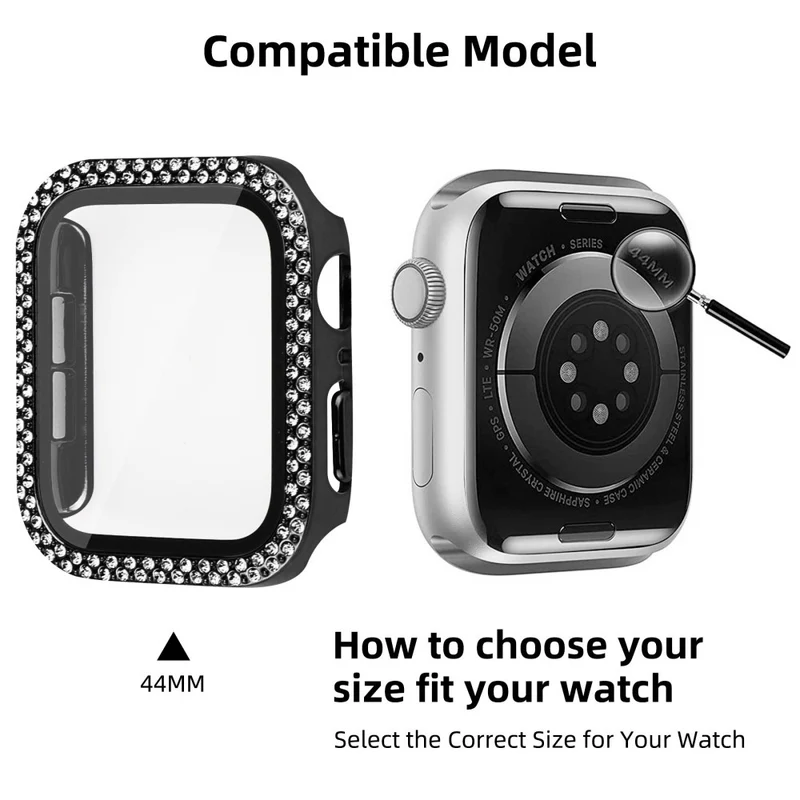 Mega Schön Universell Apple Hülle mit Displayschutz in Plastik, Strass und Gehärtetes Glas