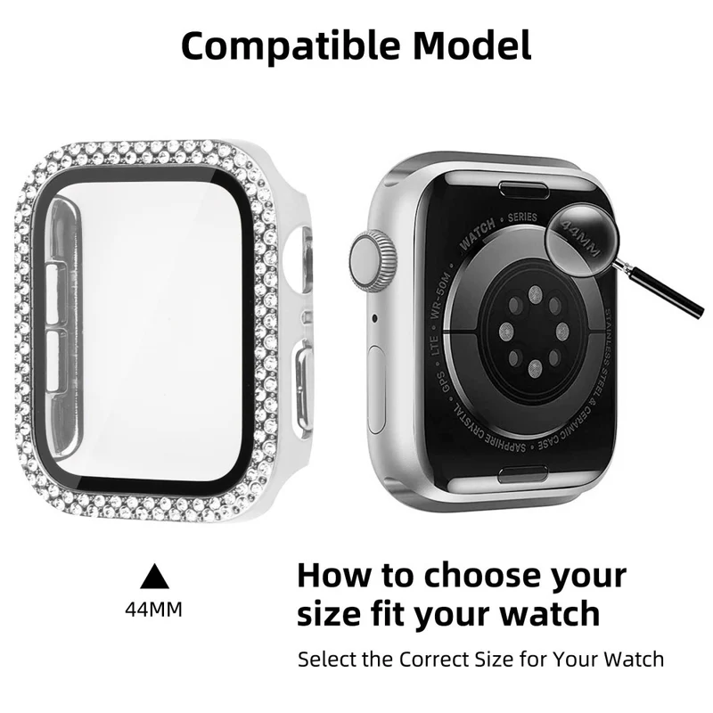 Mega Schön Universell Apple Hülle mit Displayschutz in Plastik, Strass und Gehärtetes Glas