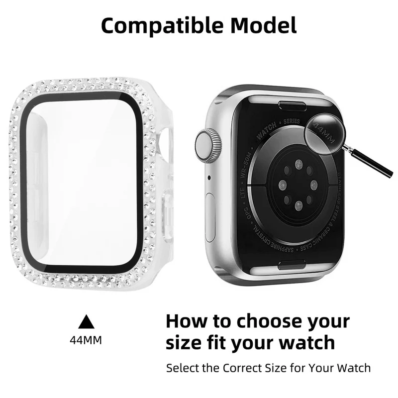 Mega Schön Universell Apple Hülle mit Displayschutz in Plastik, Strass und Gehärtetes Glas