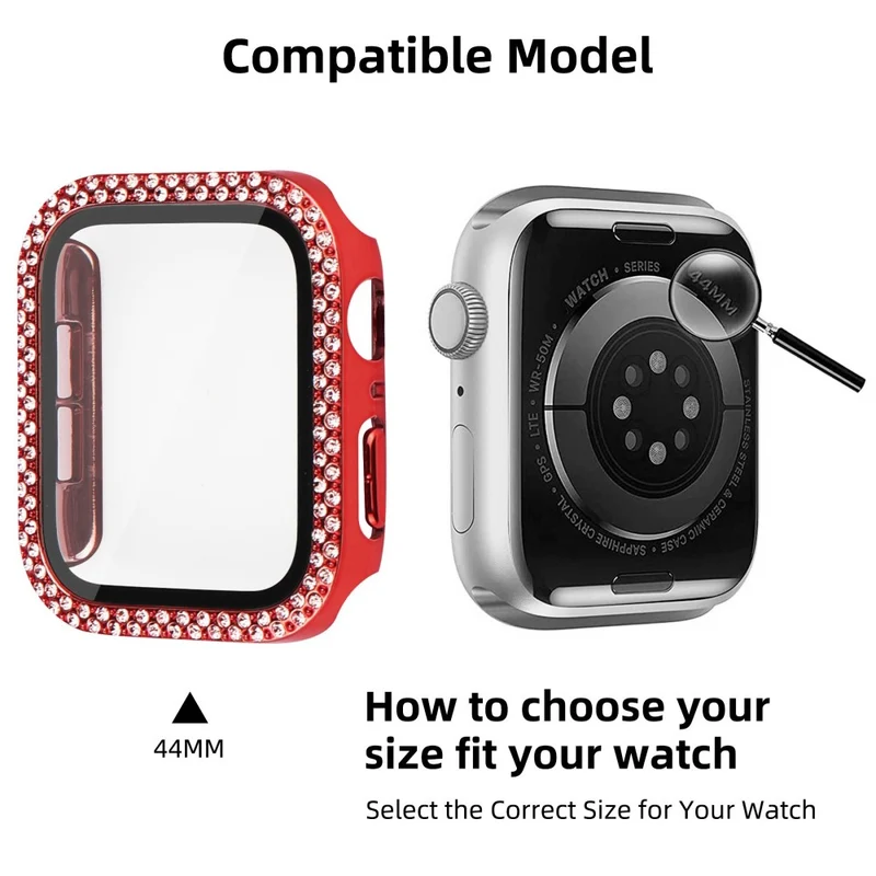 Mega Schön Universell Apple Hülle mit Displayschutz in Plastik, Strass und Gehärtetes Glas