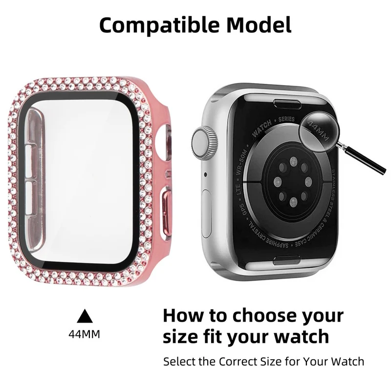 Mega Schön Universell Apple Hülle mit Displayschutz in Plastik, Strass und Gehärtetes Glas