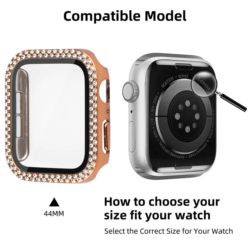 Mega Schön Universell Apple Hülle mit Displayschutz in Plastik, Strass und Gehärtetes Glas