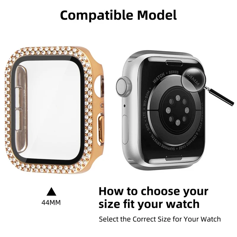 Mega Schön Universell Apple Hülle mit Displayschutz in Plastik, Strass und Gehärtetes Glas