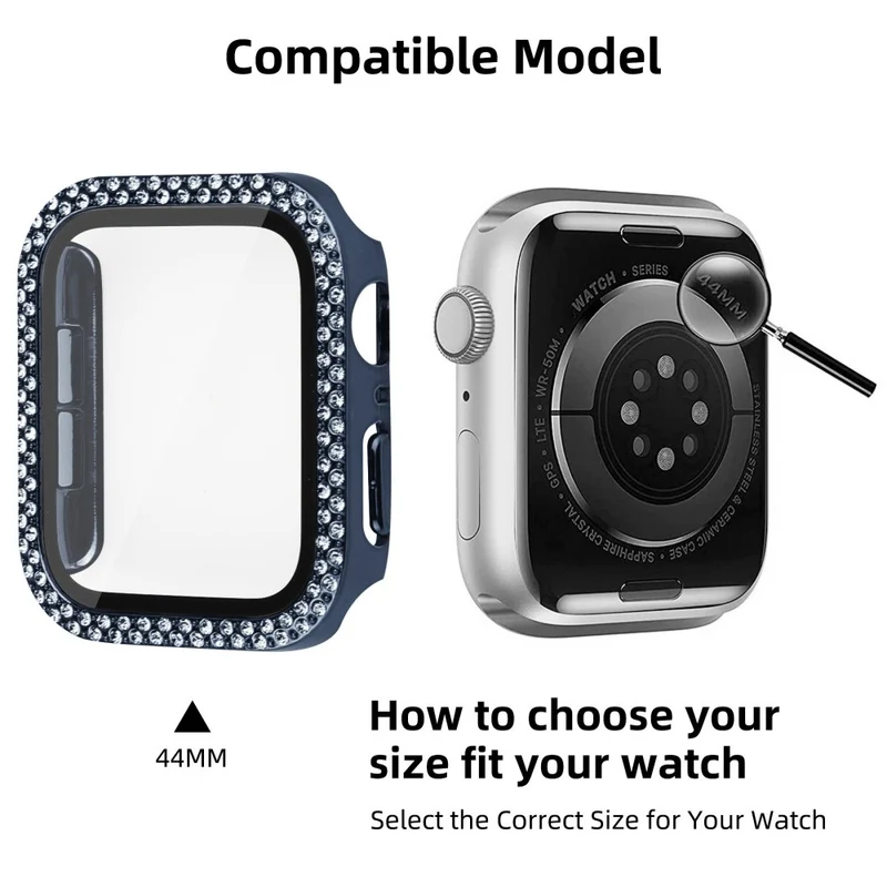 Mega Schön Universell Apple Hülle mit Displayschutz in Plastik, Strass und Gehärtetes Glas
