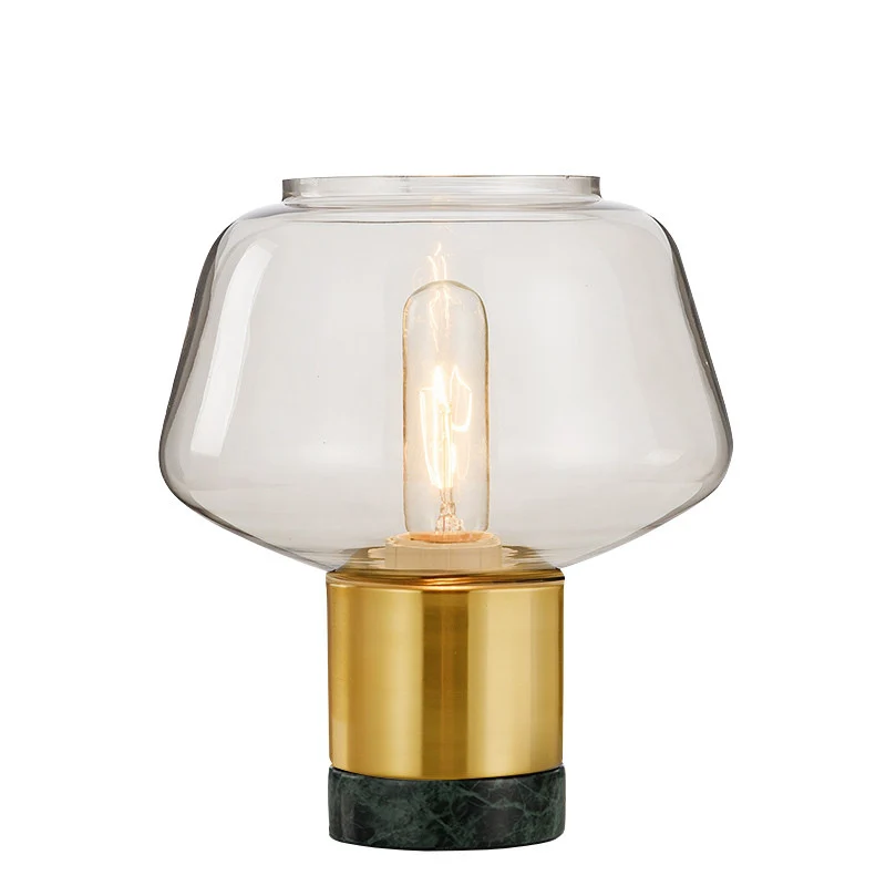Geometrische Glas Tischlampe mit Messing- und Marmorbasis