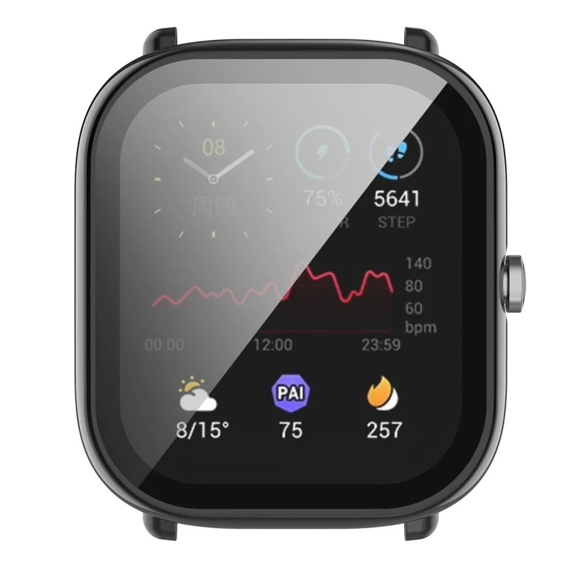 Super Schön Universell Amazfit Hülle mit Displayschutz in Plastik und Gehärtetes Glas