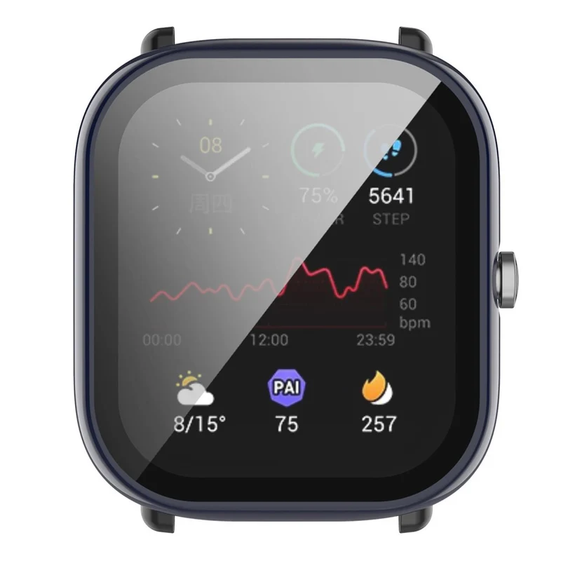 Super Schön Universell Amazfit Hülle mit Displayschutz in Plastik und Gehärtetes Glas