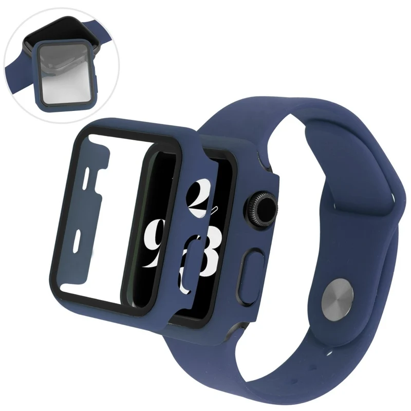 Schützend Apple Watch Series 8 (41mm) / Apple Watch Series 7 41mm Hülle mit Displayschutz in Plastik und Gehärtetes Glas