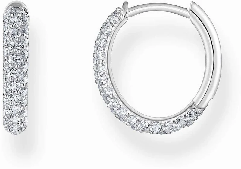 Silberfarbene Kreolen mit Zirkoniasteinbesatz - Thomas Sabo Modell: CR730-051-14