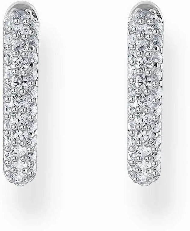 Silberfarbene Kreolen mit Zirkoniasteinbesatz - Thomas Sabo Modell: CR730-051-14