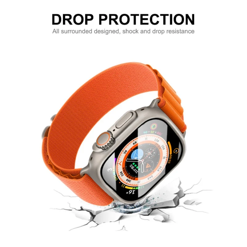 Mega Stylisch Apple Watch Ultra Hülle mit Displayschutz in Plastik und Gehärtetes Glas