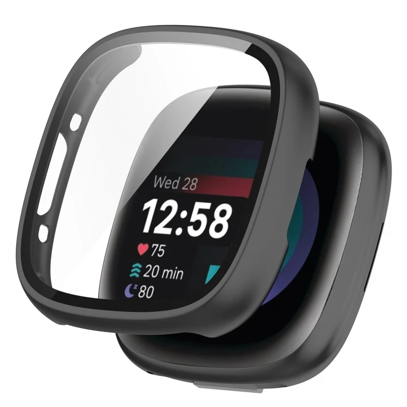 Unglaublich Gut Fitbit Sense 2 / Fitbit Versa 4 Hülle mit Displayschutz in Plastik und Gehärtetes Glas