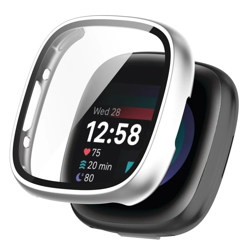 Unglaublich Gut Fitbit Sense 2 / Fitbit Versa 4 Hülle mit Displayschutz in Plastik und Gehärtetes Glas