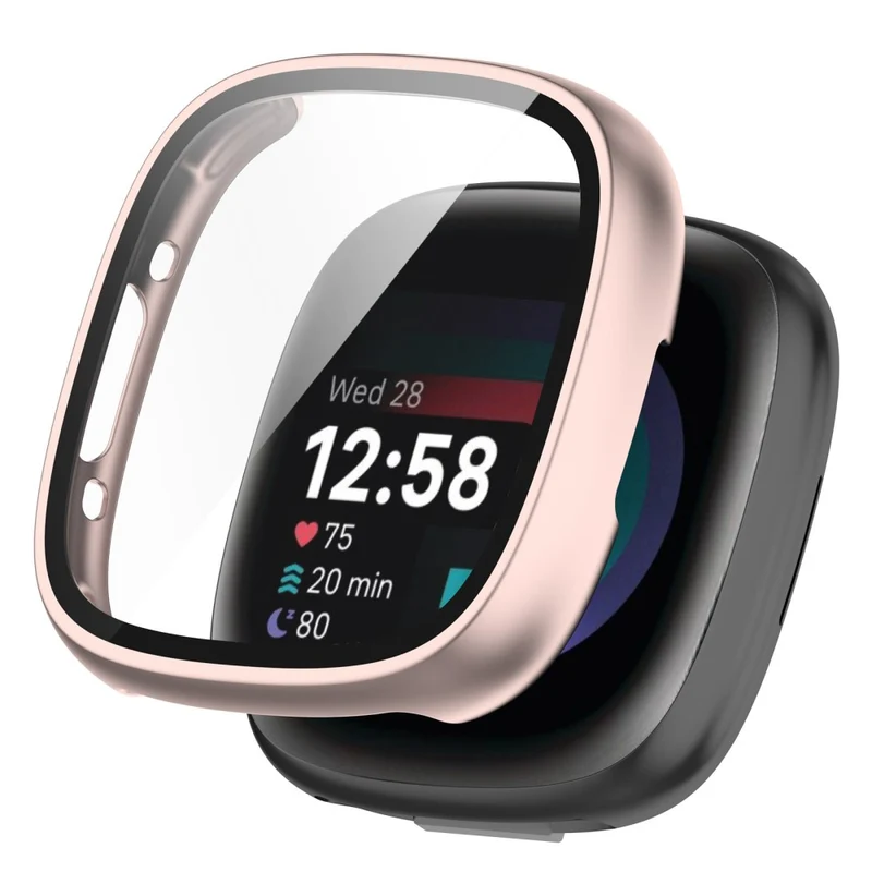 Unglaublich Gut Fitbit Sense 2 / Fitbit Versa 4 Hülle mit Displayschutz in Plastik und Gehärtetes Glas