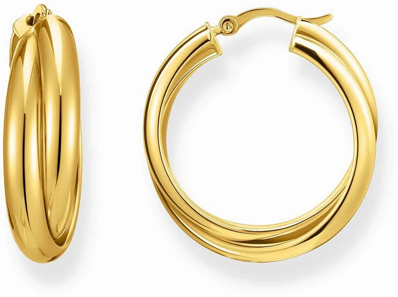 Goldfarbene große Kreolen, in verschlungenem, von den 90s inspiriertem Design - Thomas Sabo Modell: CR738-413-39