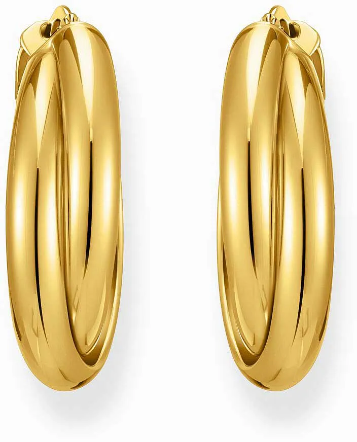 Goldfarbene große Kreolen, in verschlungenem, von den 90s inspiriertem Design - Thomas Sabo Modell: CR738-413-39