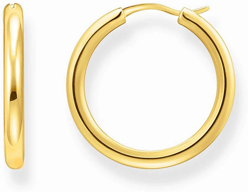 Goldfarbene, klassische Kreolen, mit abgerundeter, etwas breiterer Form - Thomas Sabo Modell: CR745-001-21