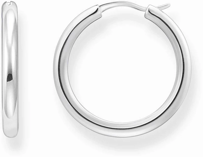 Silberfarbene, klassische Kreolen, mit abgerundeter, etwas breiterer Form - Thomas Sabo Modell: CR745-001-21