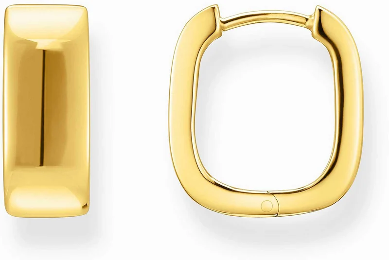 Goldfarbene Kreolen, Mit eckiger Form und minimalistischem Design - Thomas Sabo Modell: CR744-413-39