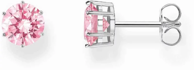 Thomas Sabo Ohrrstecker mit großem, pinkem Zirkoniastein im Brillantschliff