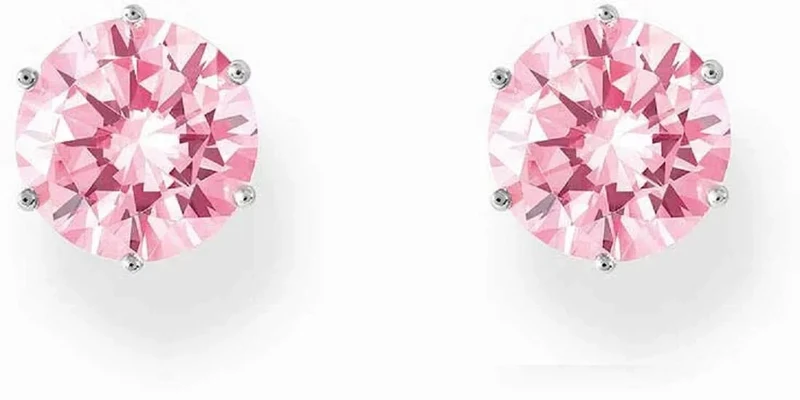 Thomas Sabo Ohrrstecker mit großem, pinkem Zirkoniastein im Brillantschliff