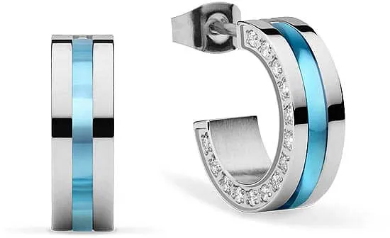 Eckige Kreolen aus Edelstahl mit Steinchen - Bering Jewelry Modell: 725-1130-05