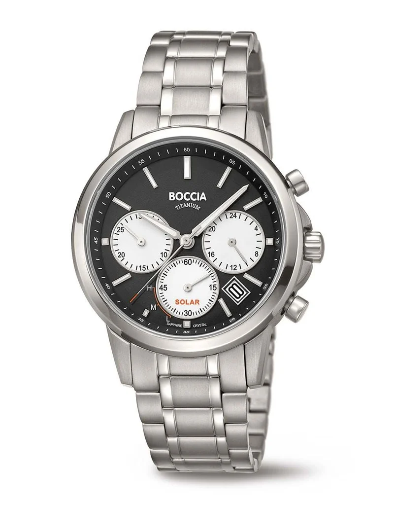 Boccia 3742-02 Herrenuhr • Solar-Antrieb • Antiallergisches Reintitan