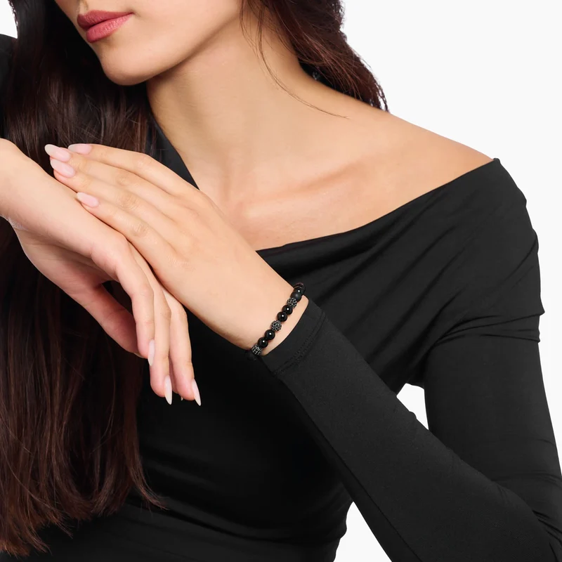 Beads Armband aus Obsidian und schwarzen Zirkoniasteinen - Thomas Sabo Modell: A2195-705-11-L19