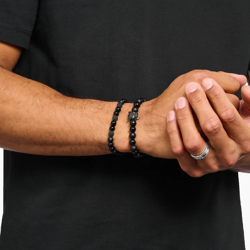 Beads Armband aus Obsidian und schwarzen Zirkoniasteinen - Thomas Sabo Modell: A2195-705-11-L19