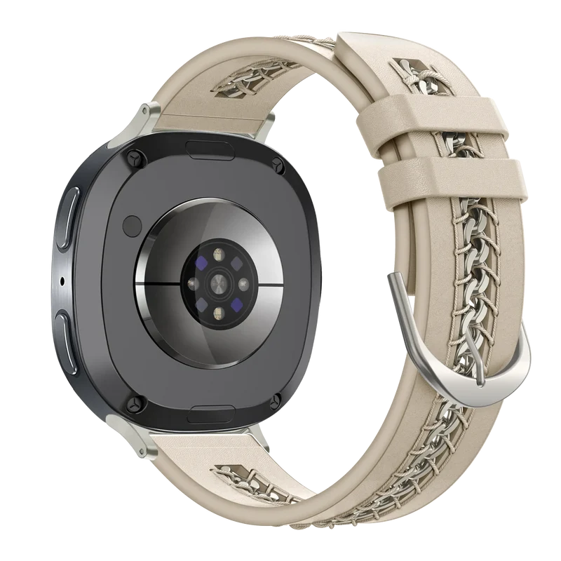 Bandz Samsung Galaxy Watch 8 - 44mm Lederarmband 'Chains' (Beige)